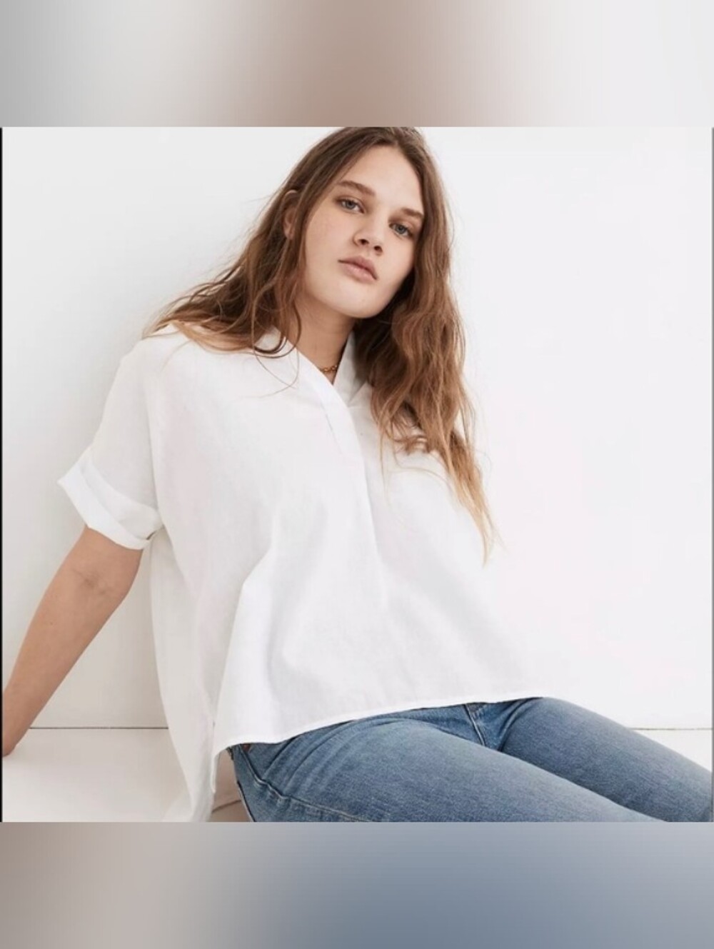Madewell Lakeline Popover Shirt In Cream, M